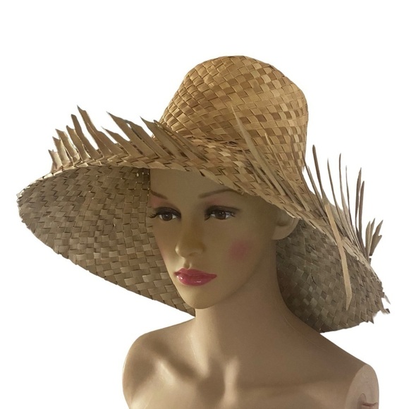 Beachcomber Bucket Hat Rattan Lampshade Tiki Moroccan OS BWT Barcode Tag - Picture 1 of 6